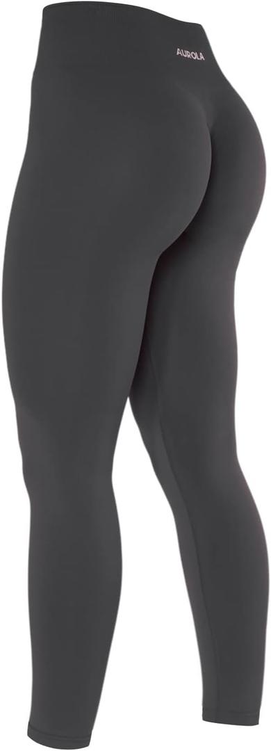 AUROLA Dream Collection Workout Leggings for Women High Waist Seamless Scrunch Athletic Running Gym Fitness Active Pants (Medium, Asphalt Grey)