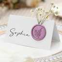 Marspark 100 Pack Wedding Place Cards with Wax Seal No Dried Flowers Table Setting Place Name Card for Wedding Name Card Birthday Dinner Parties Decorations (Lilac Purple White)