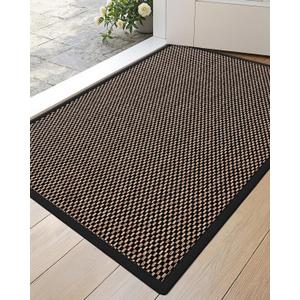 DEXI Ultra Thin Entryway Indoor Door Mat 24x36, Non Slip Rubber Backing Inside Entry Mat, Low Profile Easy Clean Dirt Trapper Doormat for Inside Entrance Patio, Black