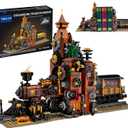 Steampunk Train Bookend Building Block Set, Creative Bookend and Bricks Building Set, Light Module Included, Rich Details with Mechanic Parts (1252pcs)