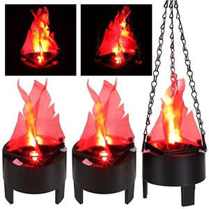 Macarrie 1 Pcs 3D LED Fake Flame Light 110v Effect Fake Campfire Lamp Torch, Artificial Flame Effect Light, Fire Pit Hanging Cauldron Decor for Halloween, Christmas, Bar Stage, Home Holiday Party
