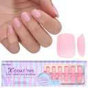 BTArtbox XCOATTIPS Natural Nail Tips - Extra Short Square Press On Nails Pink, Long Lasting Soft Gel Nails False Nail, Soak Off Acrylic Fake Nails Extensions for Nail Art DIY Women