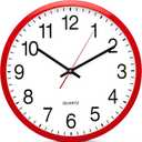 Bernhard Products Red Wall Clock, Silent Non Ticking - 16 Inch Extra Large Quality Quartz Battery Operated Round Easy to Read Home/Office/Business/Kitchen/Classroom/School Clocks