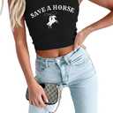 Women Western Cowgirl Tank Top Cowboy Country Music Outfit Rodeo Country Music Shirts Sexy Crop Top, M