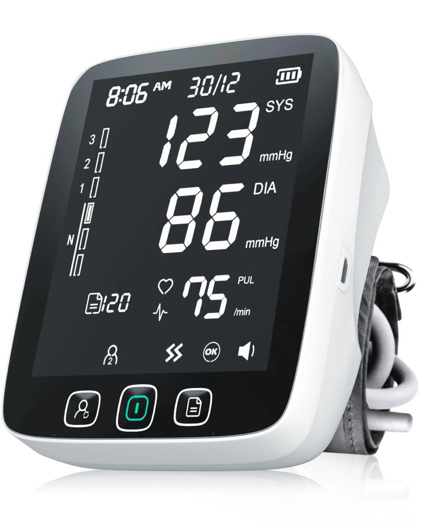 2024 SMART BLOOD PRESSURE MACHINE WITH LARGEST BACKLIT DISPLAY - AUTOMATIC UPPER ARM BLOOD PRESSURE MONITOR - ACCURATE ADJUSTABLE BLOOD PRESSURE CUFF - 200 SETS MEMORY, INCLUDES CASE & BATTERIES