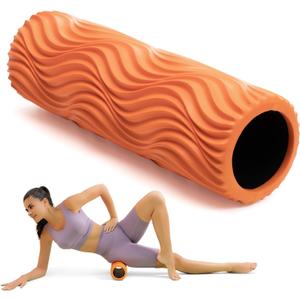 Foam Roller - Muscle Massage Roller for Back Pain & Stretching - Ergonomic Wide Wave Textured - Deep Muscle Massage Pilates Yoga, Athletics, Fitness Exercise for Whole Body (Orange)