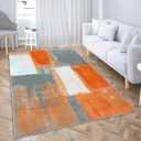 LOKMU Non-Slip Area Rugs Orange and Grey White Abstract Art Home Decor Rugs Carpet for Classroom Living Room Bedroom Dining Kindergarten Room 8'x10' (8x10ft)
