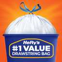 Hefty Strong White 13 Gallon Trash Bags with Drawstrings, Unscented Tall Kitchen Trash Bags, Resists Leaks, Punctures, and Tears, Durable Closure, 120 Ct.