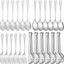 24pcs Serving Utensils Set, Large Stainless Steel Serving Utensils - Durable for Buffets, Dinner Parties, Weddings and Restaurants (Silver)