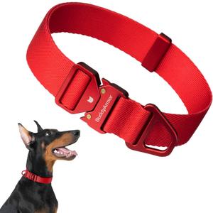 Dog Collar Pro, Soft Lightweight Dog Collar Metal Buckle Quick Release Heavy Duty Adjustable Nylon Collar for Training Walking for Medium Large Dogs (Vivid Red, L)