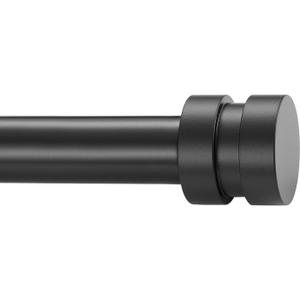12-20 inch Short Adjustable Matte Black Curtain Rods,1 inch Diameter Heavy Duty Side Curtain Rod Set with Aluminum Finals for Windows, Door, Drapery