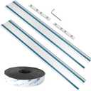 194368-5 110"Track Saw Guide Rail for Makiita Track Saw, 55"x2 Guide Rail for Makita Guide Rail, Include 5m Splinter Guard and 2 Connectors, Perfect for Woodworking Longer Cuts