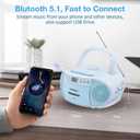 Gelielim Boombox CD and Cassette Player Combo, Boom Box Portable CD Players for Home with Bluetooth, AM FM Radio, Support Remote Control/AUX/USB/Earphone, LCD Display (Blue)