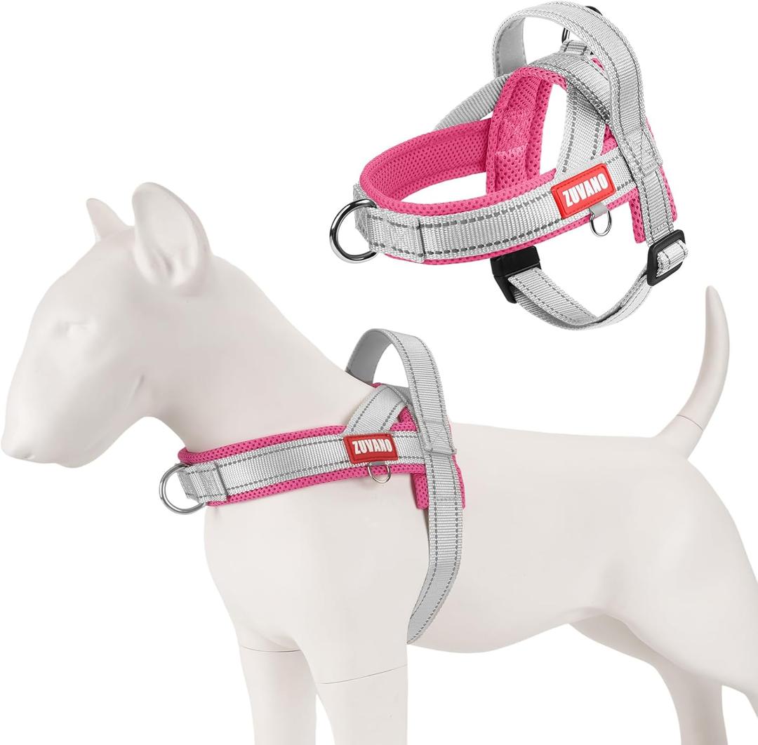 Dog Harness and Leash Set No Pull Padded Adjustable Harness with Handle + 5ft Leash for Small Medium Sized Dogs, Lightweight Escape Proof and Quick Fit Harness for Training Walking,( XL)