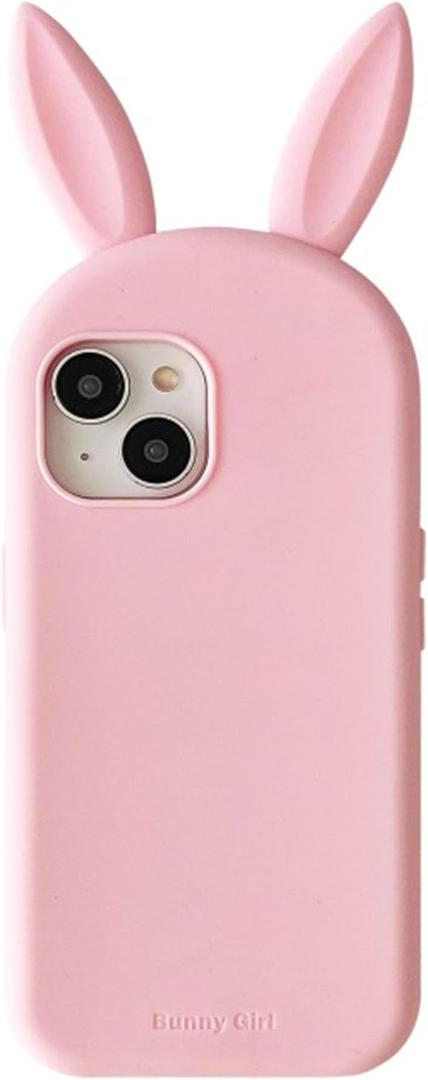 Bunny Case for iPhone 13 Pro Max Case, Cute 3D Pink Kawaii Long Rabbit Ears Silicone Fun Cartoon Rabbit Case Protective Cover for Women Girls