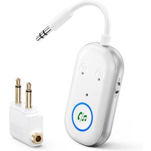 025 New Bluetooth 5.3 Transmitter Receiver, [2 in 1] Airplane Bluetooth Adapter, Compatible with 2 AirPods or Wireless Headphones, 3.5mm AUX Jack Wireless Audio Transmitter for TV, Home Stereo, Car