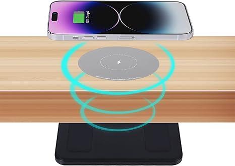 1.97"(50mm) NiiTTER Invisible Wireless Charger, Under Desk Wireless Charger, Hidden Charging Station for iPhone 17/16/15/14/13/12/ Samsung Galaxy S25/S24/S23/S22/S21(Adapter Included)