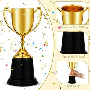 9 Inch Gold Trophy Award Gold Award Cup Employee Coworker Appreciation Gifts Golden Plastic Trophy for Thank You Teacher Nurse Volunteer Men Women Rewards Party, 3 pieces