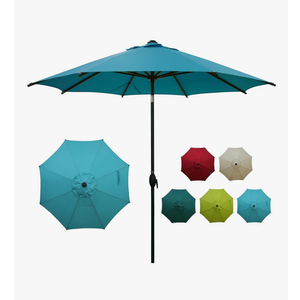 Abba Patio 9FT Lyon Outdoor Patio Umbrella Outdoor Table Umbrella with Push Button Tilt and Crank Market Umbrella 8 Sturdy Ribs UV Protection Waterproof for Garden Deck Backyard Pool Dark Red