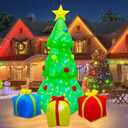 Joliyoou Christmas Yard Decorations, 5.9 FT Inflatable Lighted Christmas Tree with Rotating Projection Lamp, Jumbo Blow Up Xmas Tree with Gift Boxes Outdoor Indoor Decorations
