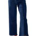 PLNOTME Womens High Waisted Cropped Jeans Trendy Wide Leg Tummy Control Capri Button Fly Denim Pants