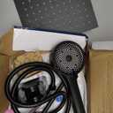 Shower Head, 10”Rain Shower Head with Handheld Spray Combo with 11'' Angle Adjustable Extension Arm/ Flow Regulator/ Shower System, High Pressure Rainfall Shower Head Clean Bathroom, Matt Black