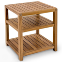 StrongTek Teak Shower Stool with Double Storage, Water-Resistant Spa Bench, Multi-Functional for Bathroom, Sauna, Spa, Compact, Elegant Teak Wood, No Assembly Required, Bath Bench, Indoor/Outdoor Use