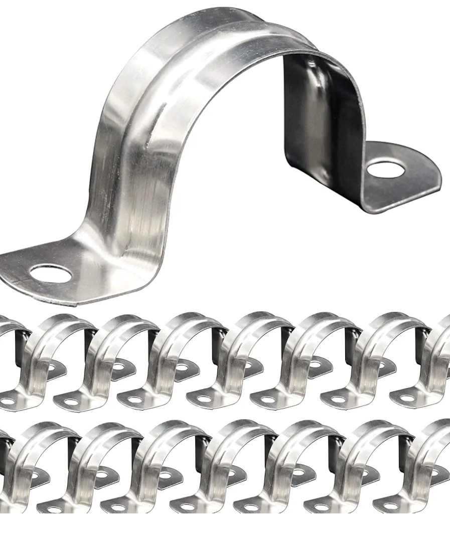 24 Pack M40 (1-1/2") Stainless Steel Rigid Pipe Strap, Heavy Duty Pipe Fasten Holder, with 2 Holes Cable U Bracket Clamp Hanger (1.57")