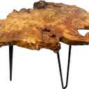 DONZIKLE Live Edge Side Table, Natural Edge Wood End Table with Hairpin Legs, Unique Shape Natural Wood Tree Stump Table for Living Room, Bedroom,Office (S Size)