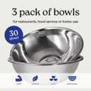 WHYSKO® Large Mixing Bowls, Set of 3 Stainless Steel 30 Quart Bowls for Restaurants, Food Service, Caterers and Home Kitchen Use, Rust Proof Bowls Great for Meal Prep, Baking, Serving, Food Storage