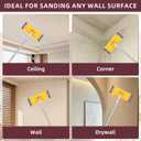 Pole Sander For Drywall Adjustable Extension - Manual Hand Sanding Pole, Wall Sander for Painting Prep, Complete with 15pcs Sanding Sheets, 12-55inch (3 Pieces Each of 60, 80, 180, 240, 320 Grit)
