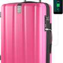 KROSER Hardside Expandable Carry On Luggage with Spinner Wheels & Built-in TSA Lock, Durable Suitcase Rolling Luggage with USB Port, Carry-On 20-Inch, Magenta