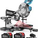SEESII Sliding Compound Miter Saw: Cordless Power Miter Saw with Laser Guide 8-Inch, 2 * 5000 mAh Batteries, Single Bevel 45, 24T TCT Blade, Max Cut 2.512-inch, Ideal for DIY & Woodworking