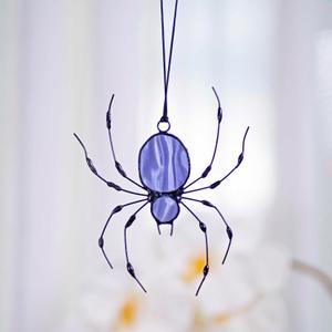 Purple Spider Stained Glass Window Hangings Suncatcher Spider Halloween Gothic Spider for Halloween