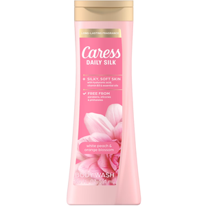 Caress Body Wash for Women, Daily Silk White Peach & Orange Blossom, Shower Gel Body Wash Moisturizing for Noticeably Silky, Soft Skin, 20 fl oz, 3 Pack
