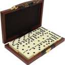 ERLLE - Premium Double 6 Dominoes Set, Jumbo Domino Set with Leather Case, Classic Domino Game for Adults & Kids, Travel-Friendly, Durable & Easy to Read Tiles