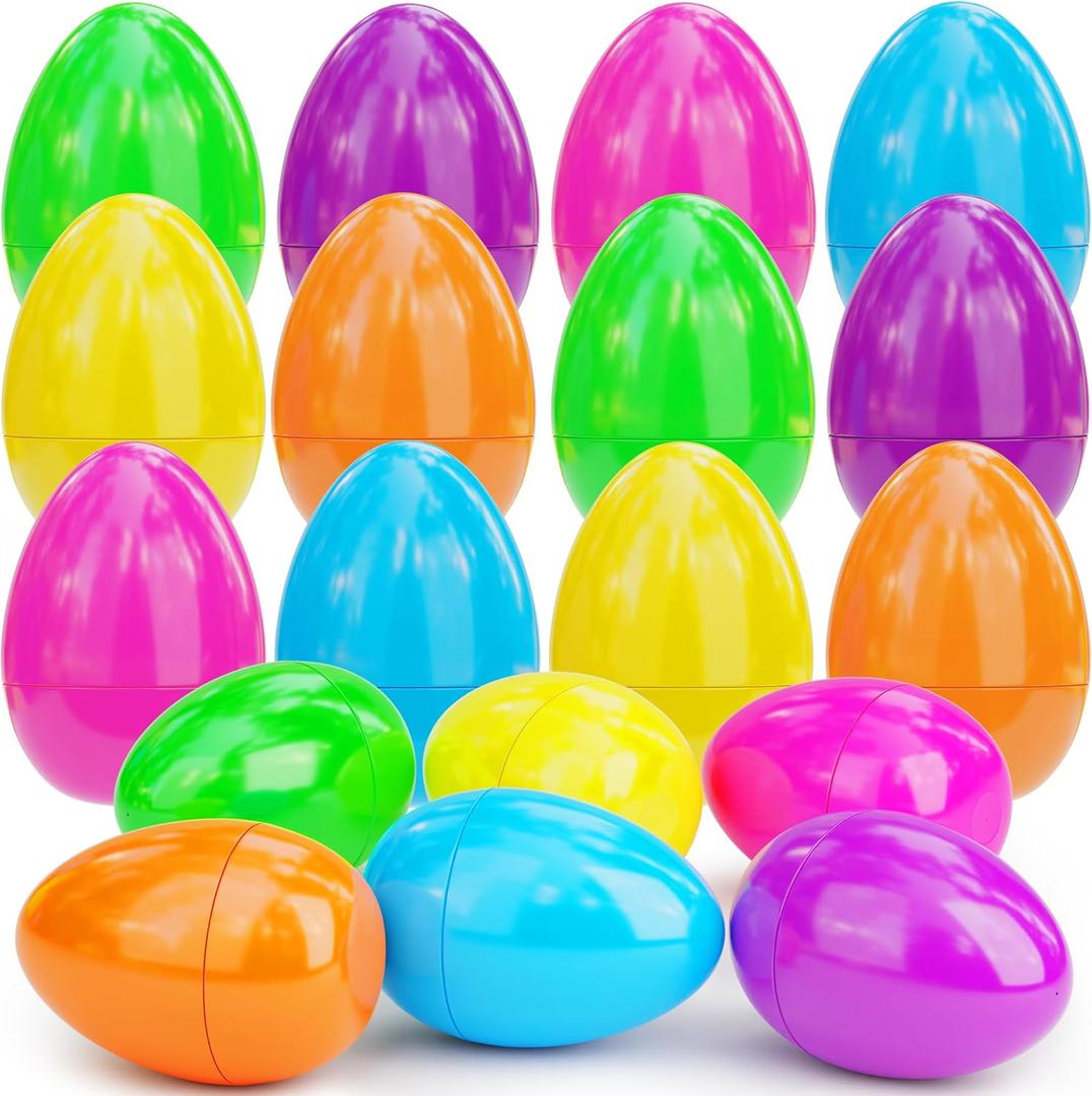 18 PCS Jumbo Easter Eggs 6 Inch Colorful Giant Plastic Eggs Bulk Fillable for Easter Hunt Basket Stuffers Fillers Filling Treats Easter Party Favors Classroom Prize Supplies for Kids Boys Girls