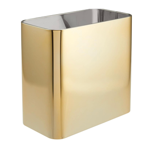 mDesign Small Metal 2.4 Gallon/9 Liter Trash Can Wastebasket Garbage Bin for Bathroom, Slim Rubbish Waste Bin Trashcans  Mirri Collection  Soft Brass