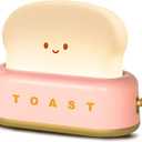 QANYI Cute Desk Decor Toaster Lamp, Kawaii LED Toast Bread Night Light Rechargeable and Portable Light with Timer, Christmas Gifts Ideas for Baby Kids Girls Teens Teenages