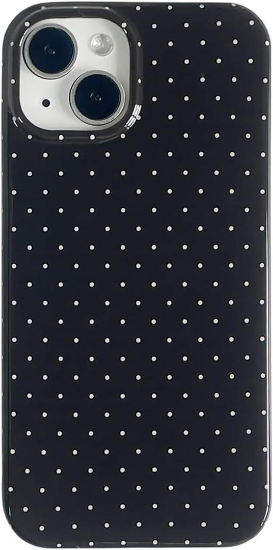 Black Tiny Polka Dot Phone Case for iPhone 15 6.1"(NOT Pro) Cute Retro Chic Trendy Classy Boho Pattern Slim Soft Protective Girls Women Cover(Black Tiny Polkadot,i15 6.1inch)