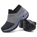 Women's Walking Shoes Sock Sneakers - Mesh Slip On Air Cushion Lady Girls Modern Jazz Dance Easy Shoes Platform Loafers Grey, Size 37