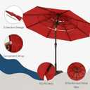 10ft 3 Tier Patio Umbrella, Outdoor Market Table Umbrella with UPF 50+ Vented Canopy, 8 Sturdy Ribs, Easy Push Button Tilt and Crank, Windproof for Deck, Pool, Backyard and Garden