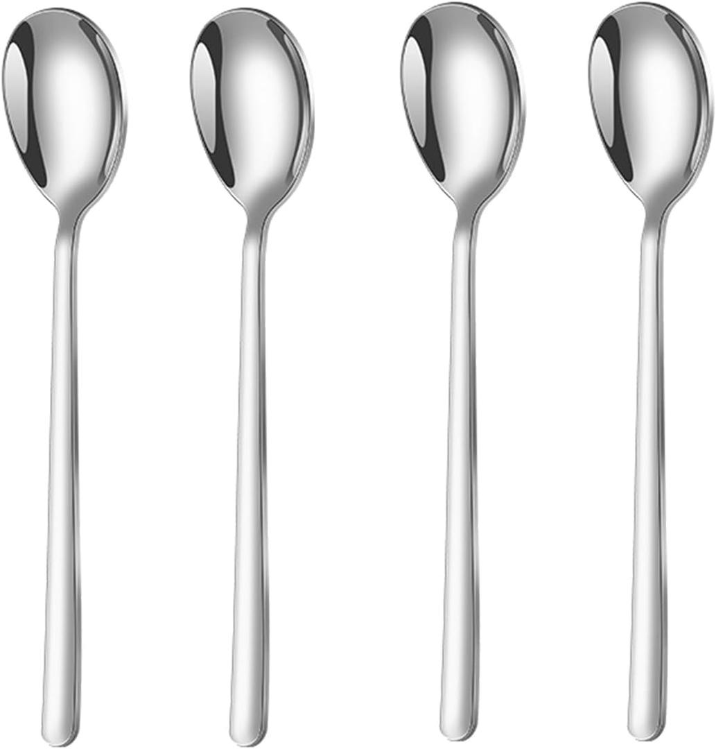 Premium Coffee Spoons,Upgrade Coffee Spoon,8-Inch Long Handle Spoon,Stainless Steel Tea Spoons,Ideal for Cocktail,Coffee,Tea,Milkshake,Set of 4