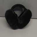 Women Winter Earmuffs Adjustable Faux Fleece Ear muffs Foldable Furry Cute Girl Ear Warmer for Cold Outdoor (Black)