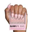Glamnetic Press On Nails - Wifey | Short Almond Fake Nails, Nude with 3D Nail Art and Glossy Finish, Salon Quality | 15 Sizes - 30 Nail Kit with Glue