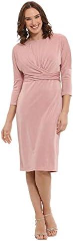 London Times Women's 3/4 Sleeve Criss Cross Waist Dress, Size 40