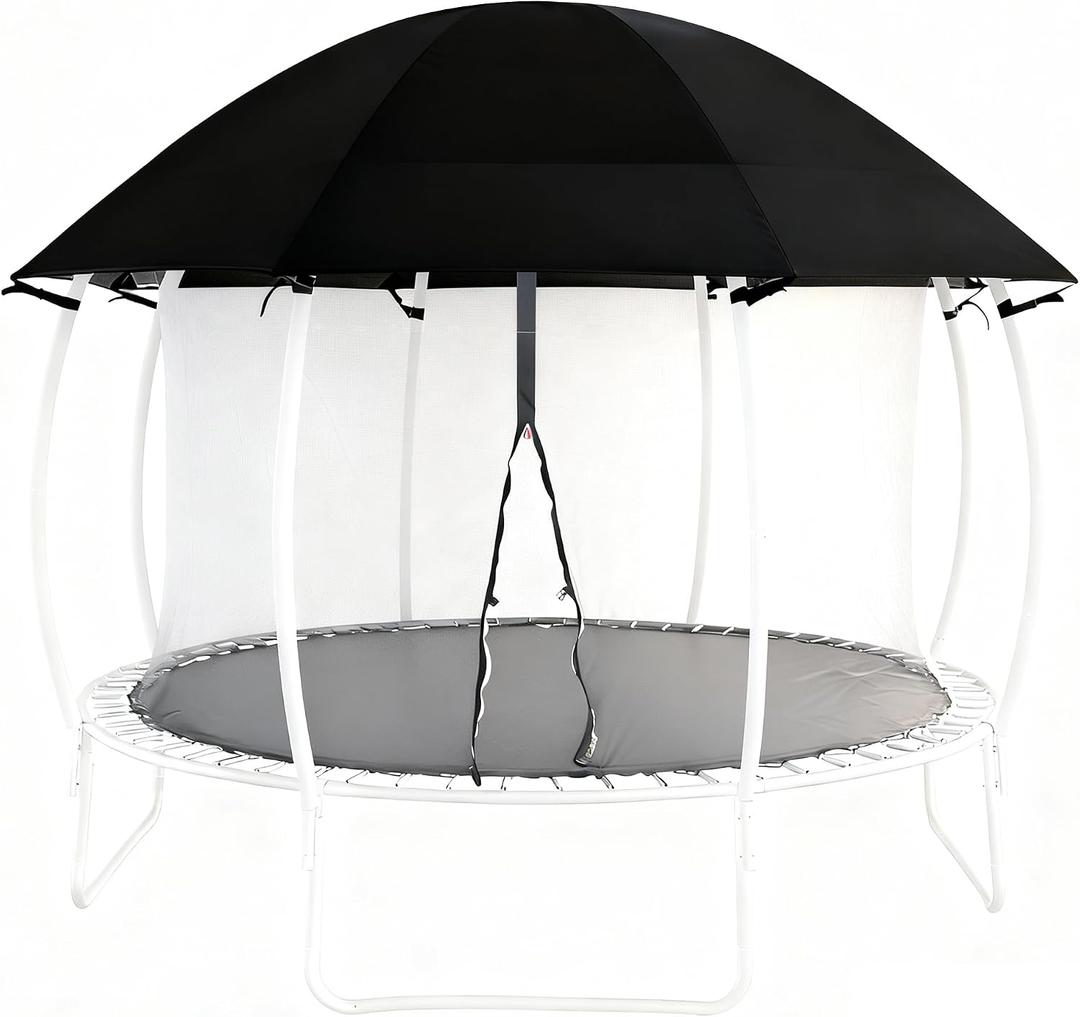 10FT 12FT 14FT 15FT 16FT Dome Trampoline Canopy Cover for Backyard Trampolines, 600D Heavy-Duty Waterproof Fabric with Taped Seams, Curved Roof Design Prevents Water Pooling
