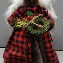 Glitzhome Handmade Faux Fur Angel Figurine Christmas Treetop Ornament Decoration 12" H - Beige