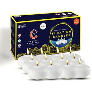 Candle Charisma White Floating Candles 3 Inch (Set of 36)  8-Hour Dripless, Smokeless Burn with Natural Flickering Flame  Perfect for Weddings, Centerpieces, Pool Nights & Special Events