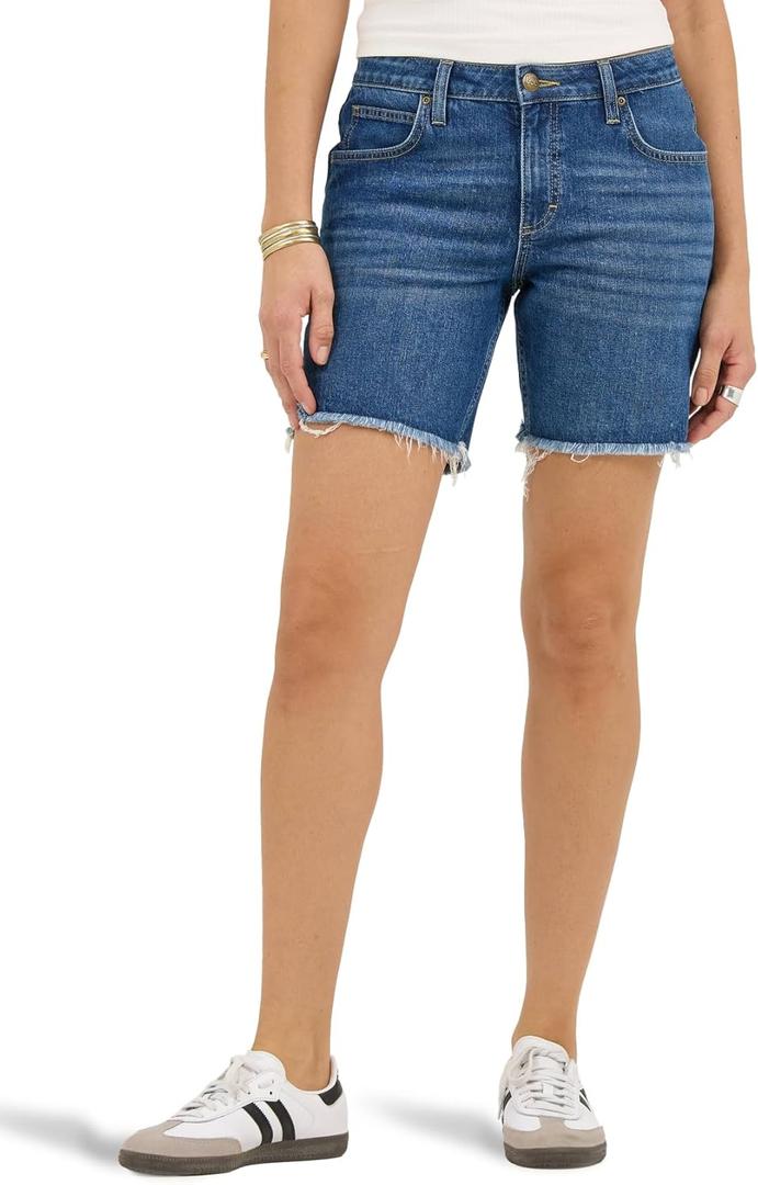 Lee Womens Legendary 7" Side Slit Denim Short (18, Indigo Quilt)